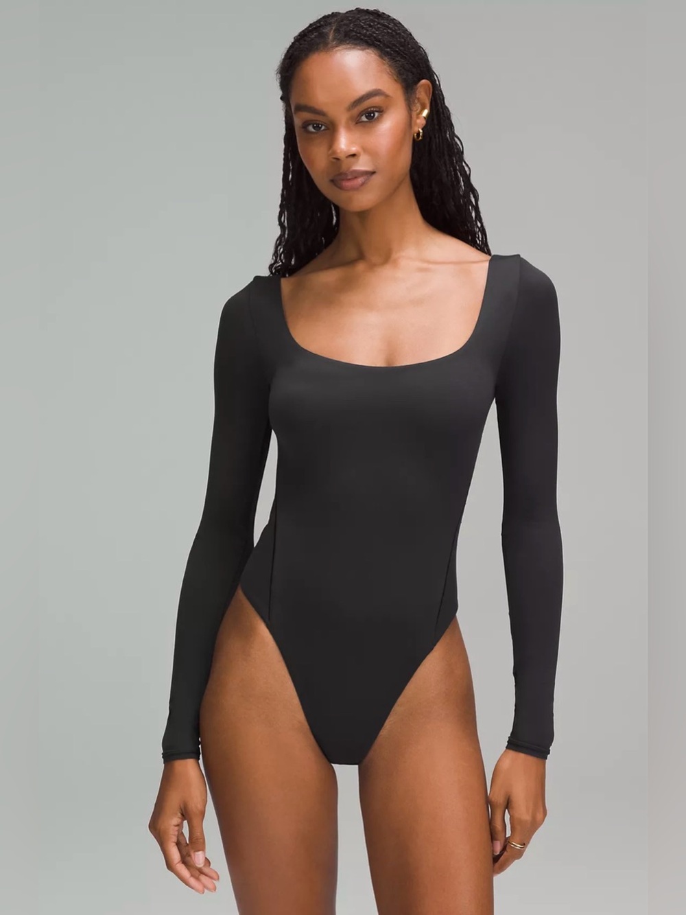 Wundermost Ultra-Soft Nulu Square-Neck Long-Sleeve Bodysuit